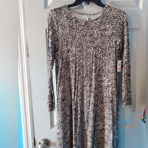 Old Navy stretch leopard cheetah print animal long sleeve dress size XS New